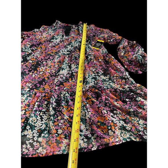 NWT Vince Camuto Women's Lightweight Three Tier Mini Dress Black/Multi, Medium - Picture 4 of 8